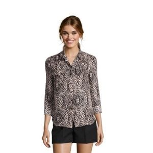 Haute Hippie Silk Chiffon Snakeskin Print Blouse